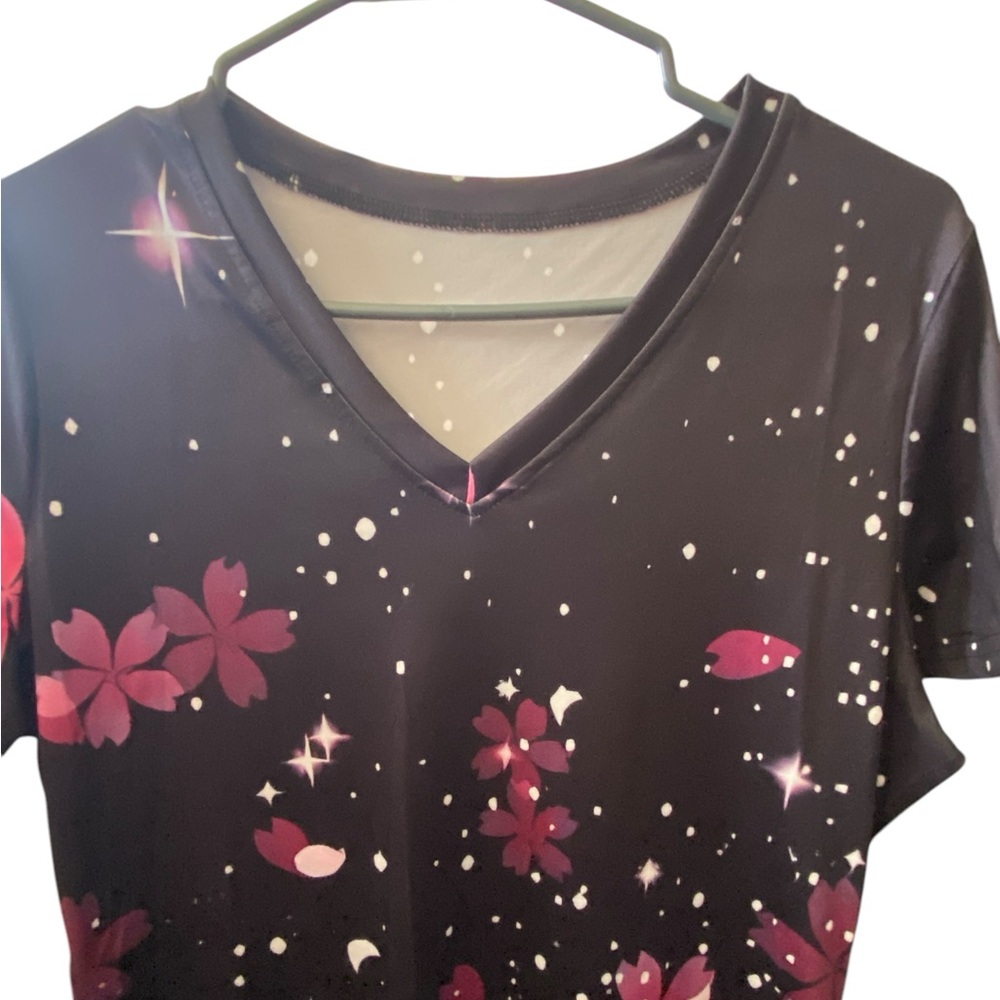 NWOT Casual Pink and Black V-Neck Mini Dress - Picture 4 of 6